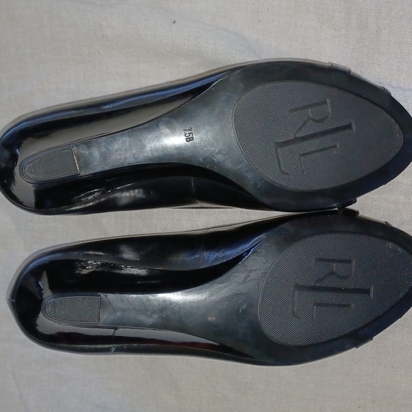Ralph Lauren wedges, patent leather, open toe, NEW, sz 7.5 - Picture 3 of 8